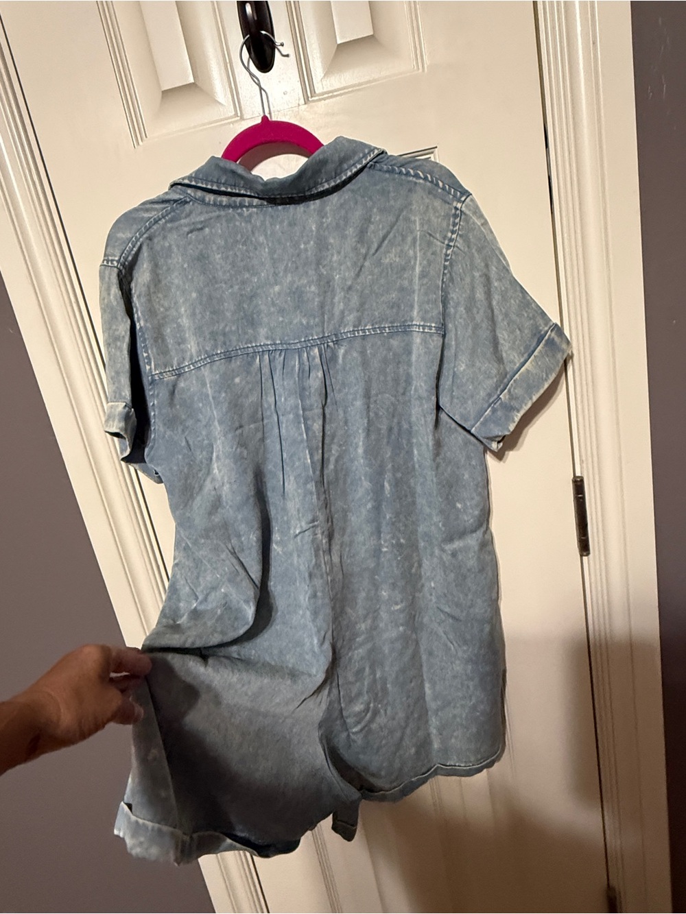 Zenana Dusty Blue Tencel Romper - Picture 2 of 6